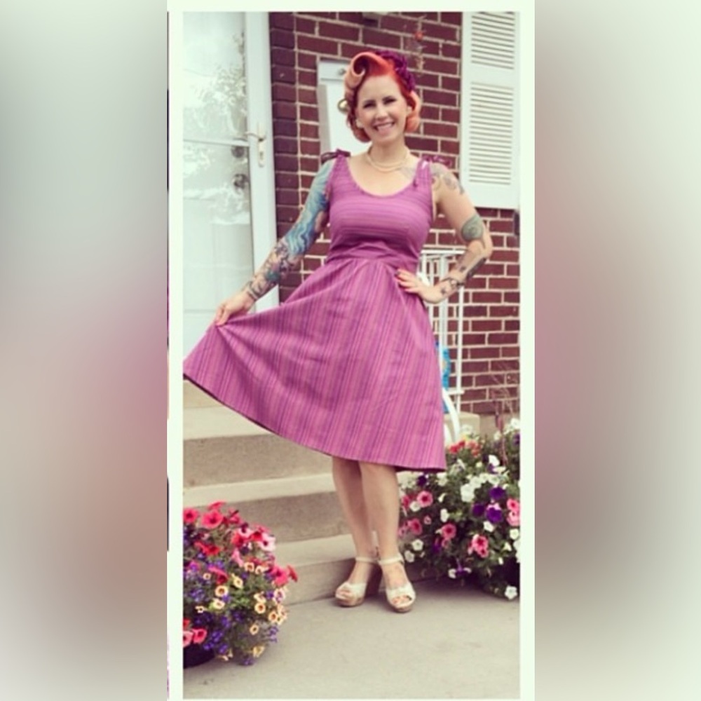 Heartbreaker, purple striped dress